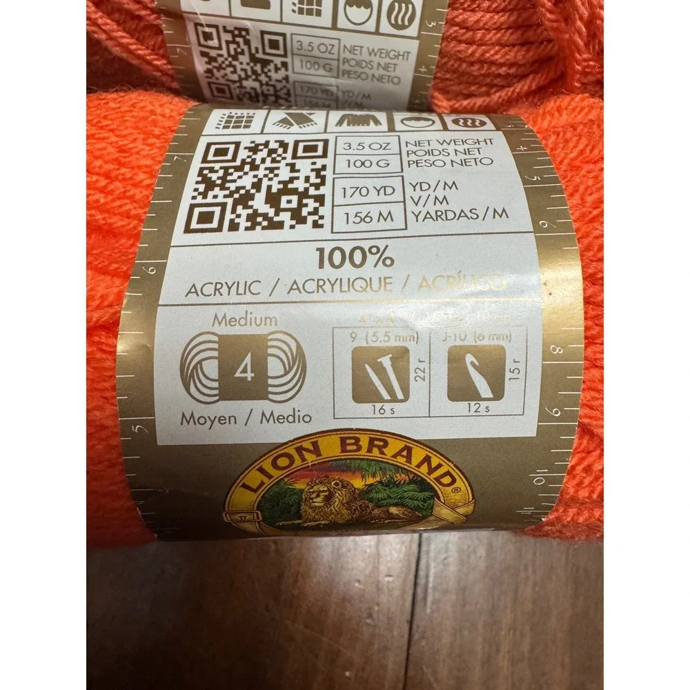 Lion Brand Vanna's Choice Yarn Lot 5 Skeins Acrylic Rust Goldfish‎ Blue Purple